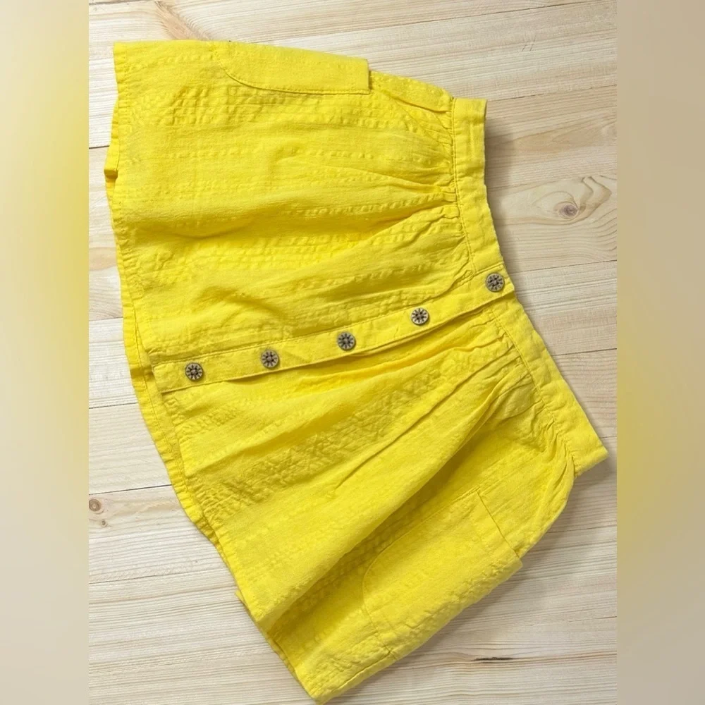 OshKosh B’gosh Yellow Button Front Skirt 3T Girls Bright Summer Pocket Skirt